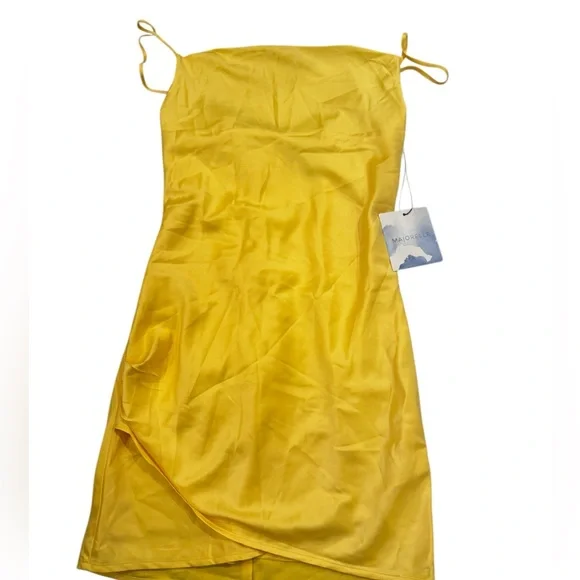 Revolve Majorelle yellow silk slip dress - Picture 4 of 6